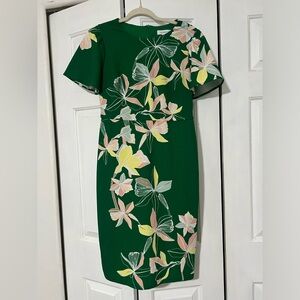 Green Floral Sheath Dress